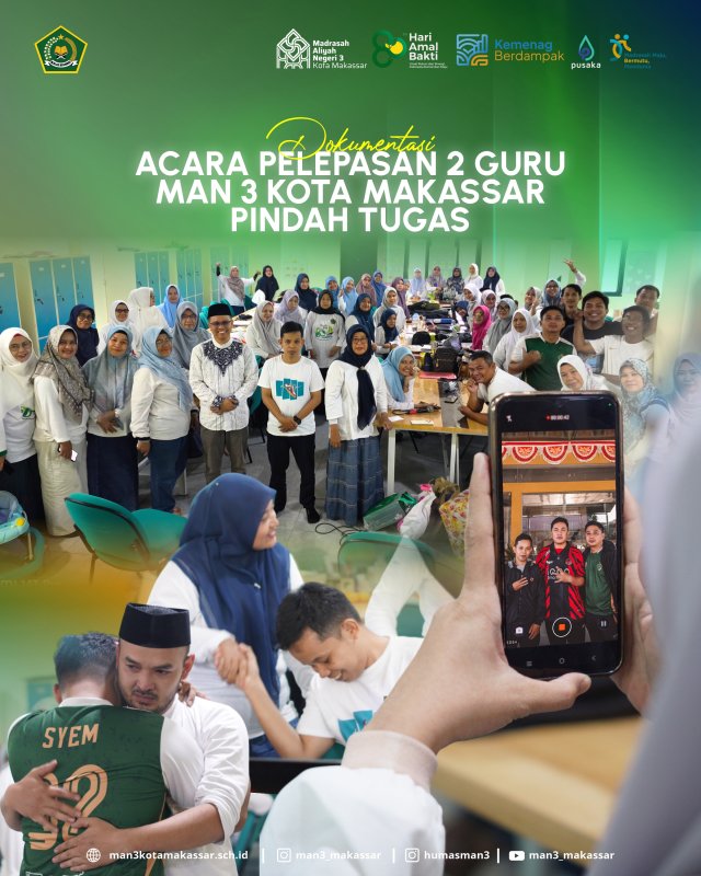 ‎Penuh Haru, MAN 3 Kota Makassar Lepas Dua Guru Terbaik Setelah 7 Tahun Mengabdi ‎