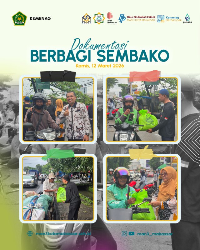 Gema Ramadan 1447 H, MAN 3 Kota Makassar Berbagi Paket Sembako untuk Warga