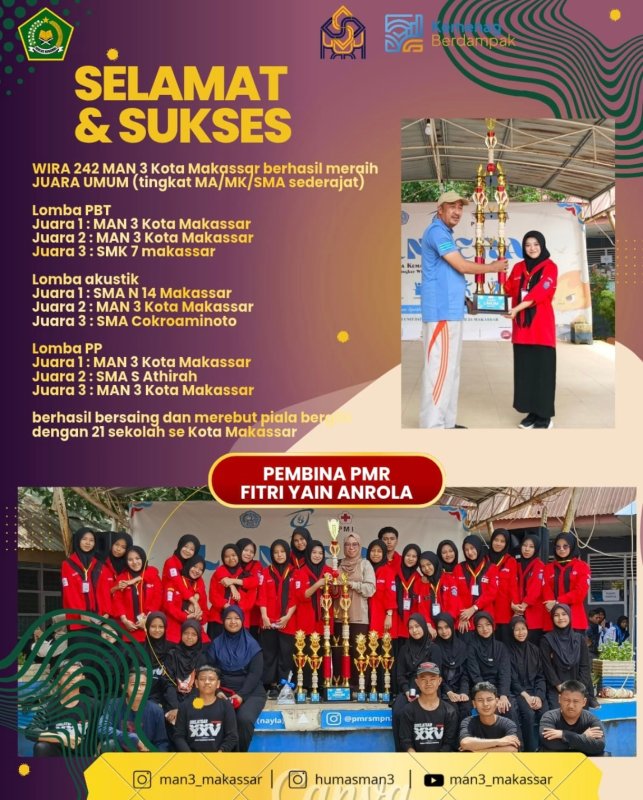 Kabar Prestasi: WIRA 242 MAN 3 Kota Makassar Cetak Sejarah Baru