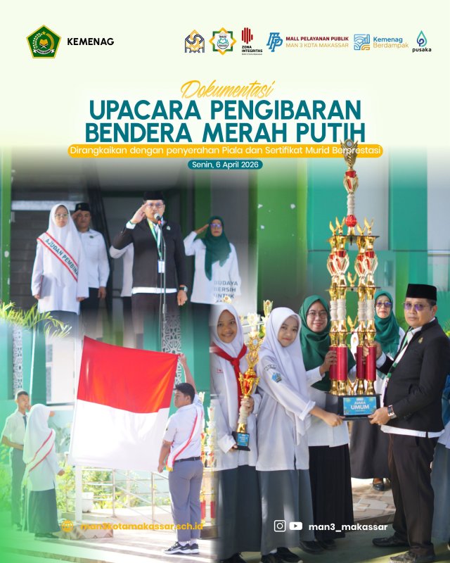 Disiplin Jadi Napas Utama, MAN 3 PK Kota Makassar Laksanakan Upacara Sekaligus Rayakan Prestasi Juara Umum