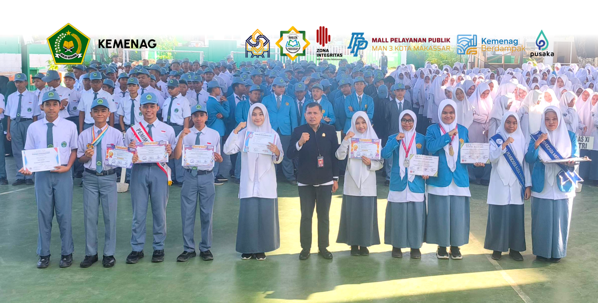 Pimpin Upacara Senin, Kepala MAN 3 PK Kota Makassar Tekankan Target Mutu dan Peluang Internasional bagi Murid