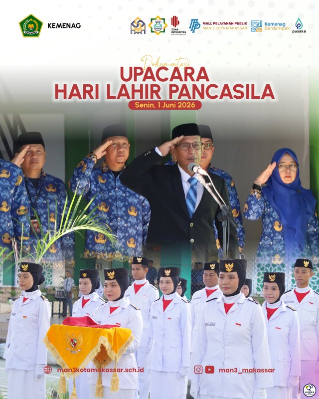 Pimpin Upacara Pancasila di MAN 3 Makassar, Kasubag TU Kemenag Apresiasi Sinergi Pejabat dan Ekskul Madrasah