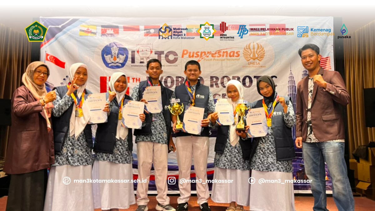 Berjaya di Malaysia-Singapura, Tim Robotika MAN 3 Kota Makassar Borong Dua Gelar Juara Dunia di Ajang 16th World Robotic For Peace