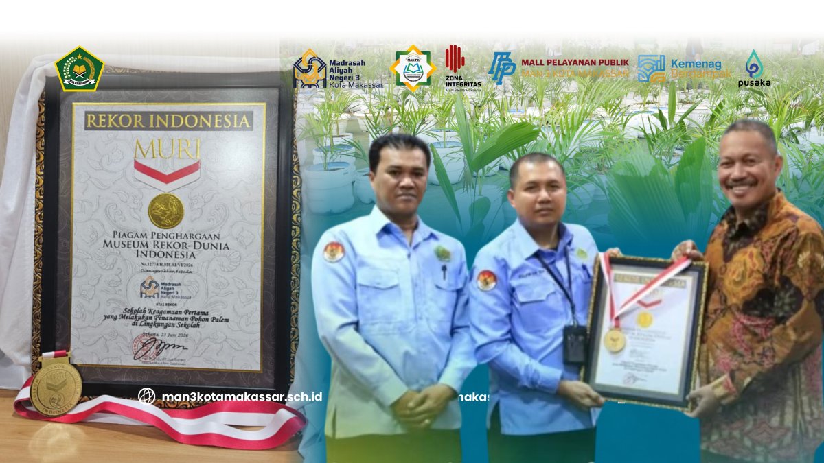 Resmi ! MAN 3 Kota Makassar Raih Rekor MURI Tanam 1.000 Pohon Palem