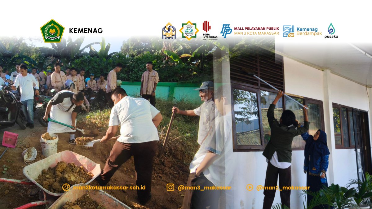 Tanamkan Karakter Peduli Lingkungan, Plh. Kepala MAN 3 Makassar Pimpin Langsung Aksi Gotong Royong Jum'at Bersih