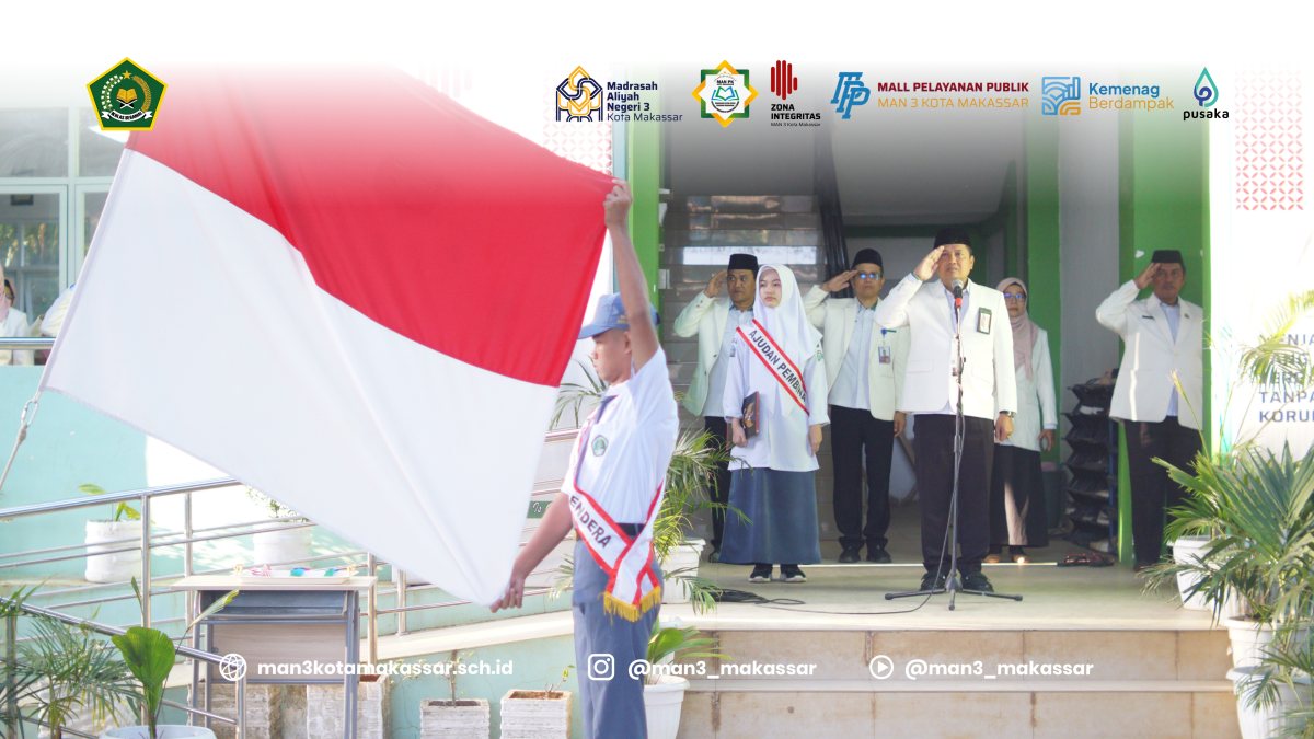 Laksanakan Upacara Bendera Rutin, Kepala MAN 3 Kota Makassar Tekankan Pentingnya Pengelolaan Sampah dan Penguatan Akademik