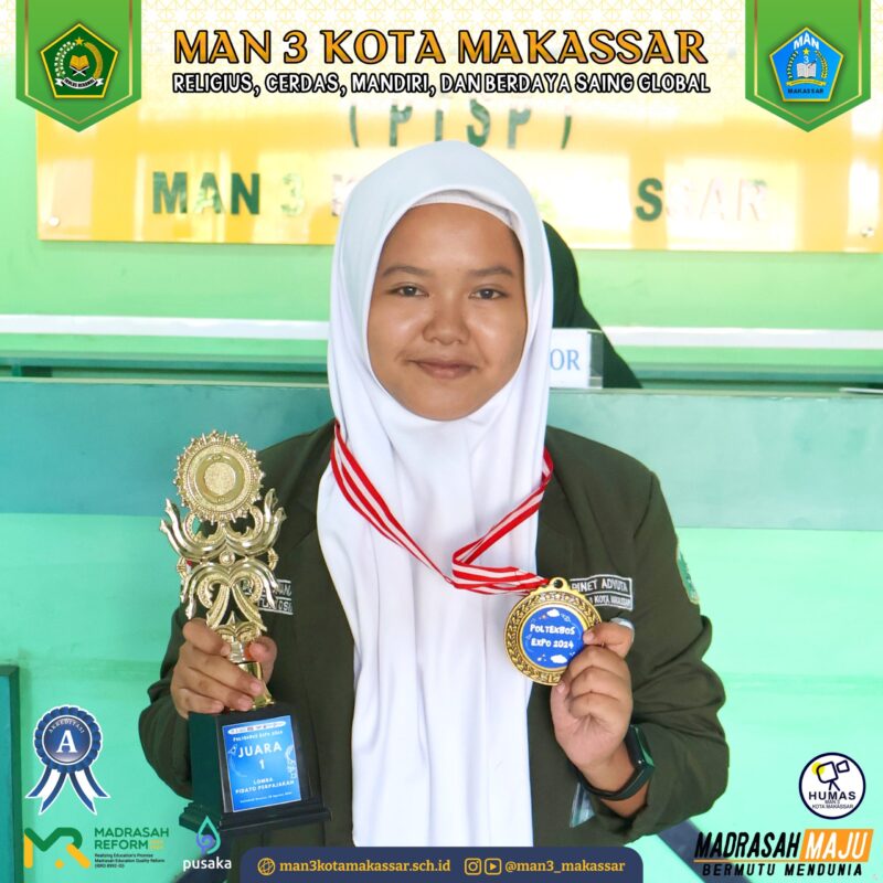 Siswa MAN 3 Kota Makassar Raih Juara 1 Pidato Perpajakan Pada Poltekbos Expo 2024